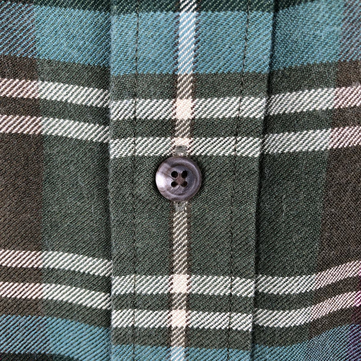 Ralph Lauren POLO by Ralph Lauren CUSTOM FIT Long-Sleeve Light Flannel Check Shirt, Men's Size M (approx.) silk Khaki type Vintage Second Hand