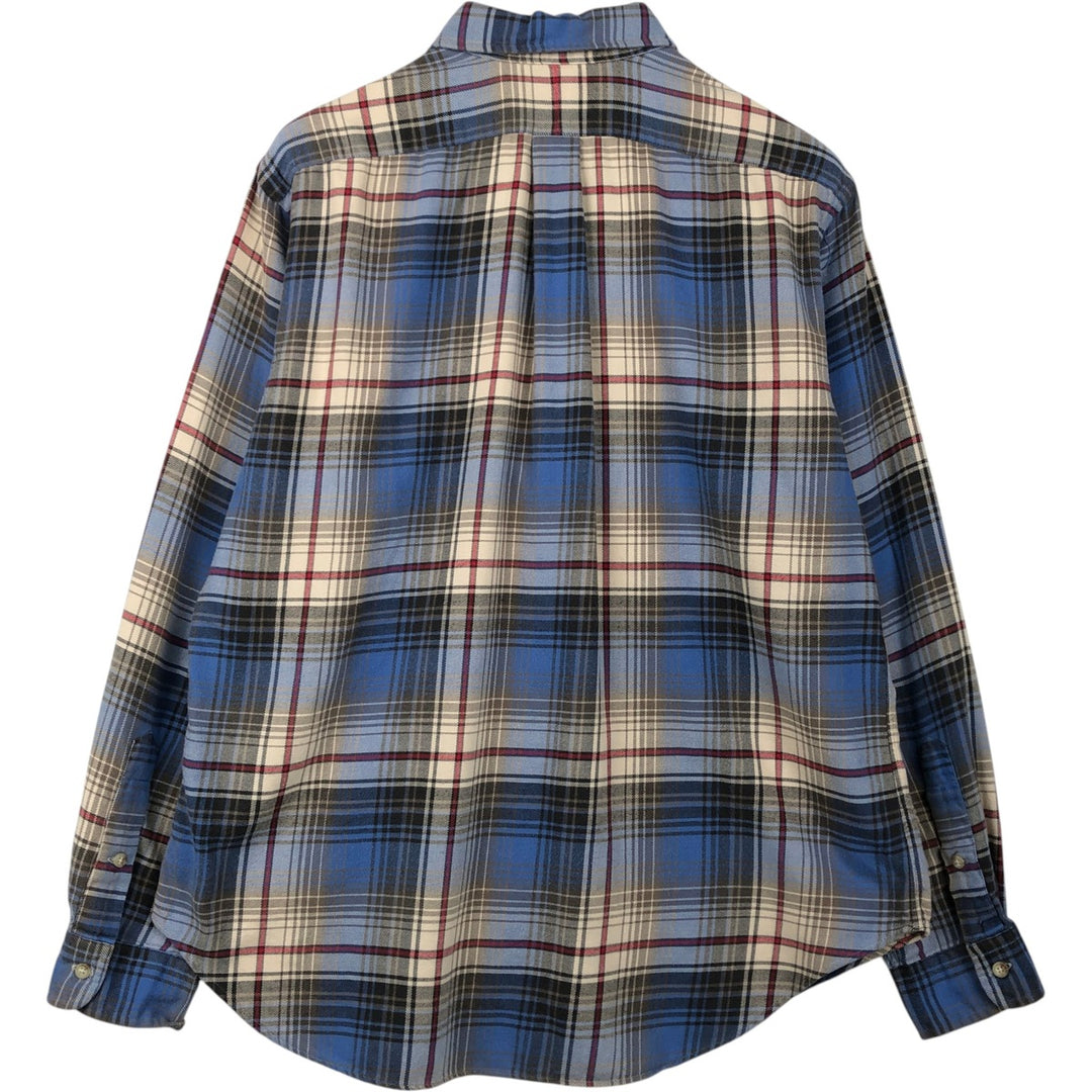 Ralph Lauren Classic Fit Long Sleeve Button Down Light Flannel Check Shirt, Men's Size L cotton Blue type light blue Vintage Second Hand