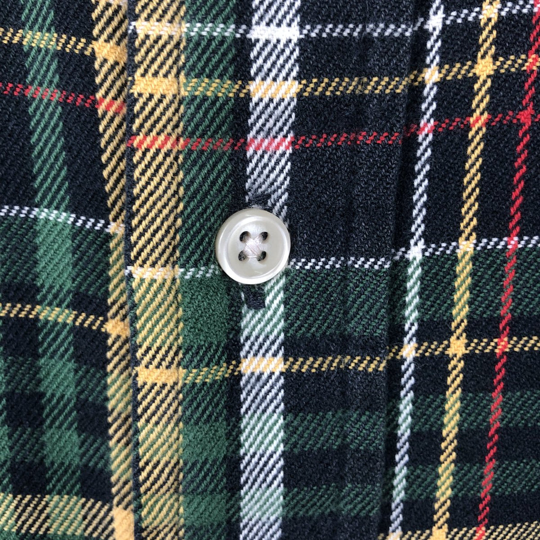 Ralph Lauren Classic Fit Long Sleeve Button Down Flannel Check Shirt Men's Size L cotton Green type dark green Vintage Second Hand