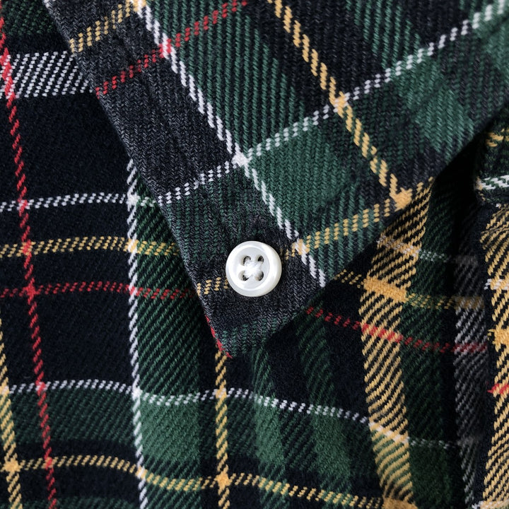 Ralph Lauren Classic Fit Long Sleeve Button Down Flannel Check Shirt Men's Size L cotton Green type dark green Vintage Second Hand