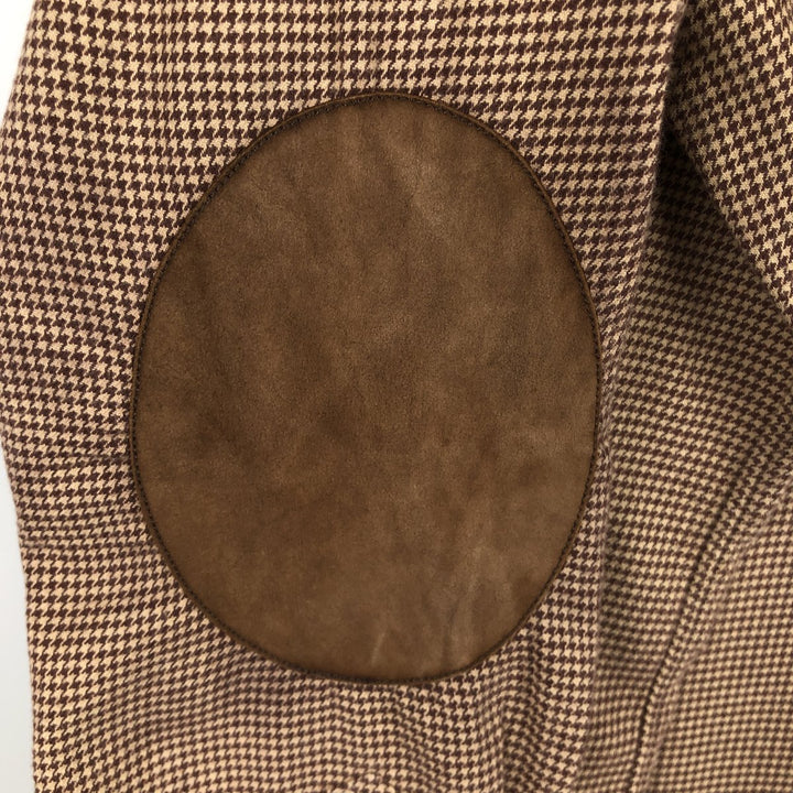 Ralph Lauren CLASSIC FIT Houndstooth Pattern Long-Sleeve Button-Down Light Flannel Check Shirt, Men's Size L (approx.) cotton brown type Vintage Second Hand