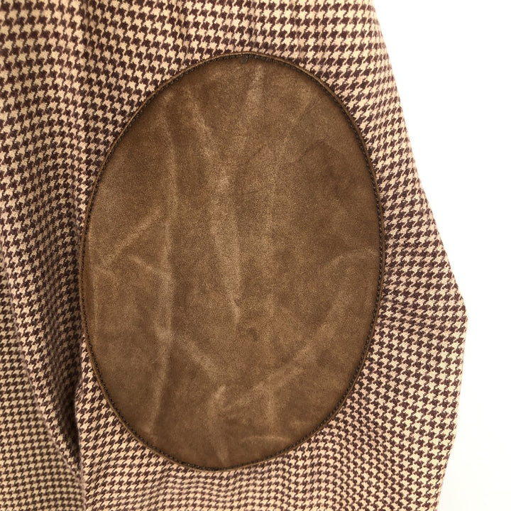 Ralph Lauren CLASSIC FIT Houndstooth Pattern Long-Sleeve Button-Down Light Flannel Check Shirt, Men's Size L (approx.) cotton brown type Vintage Second Hand
