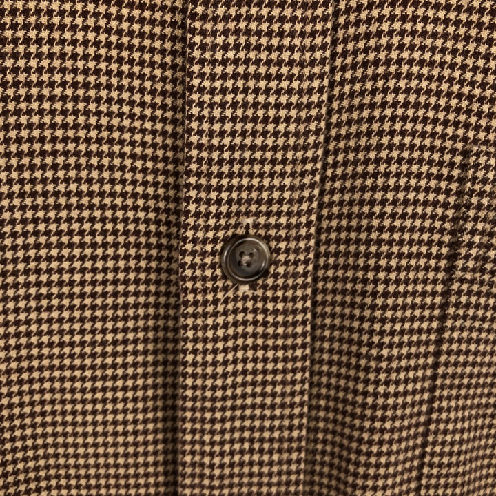 Ralph Lauren CLASSIC FIT Houndstooth Pattern Long-Sleeve Button-Down Light Flannel Check Shirt, Men's Size L (approx.) cotton brown type Vintage Second Hand