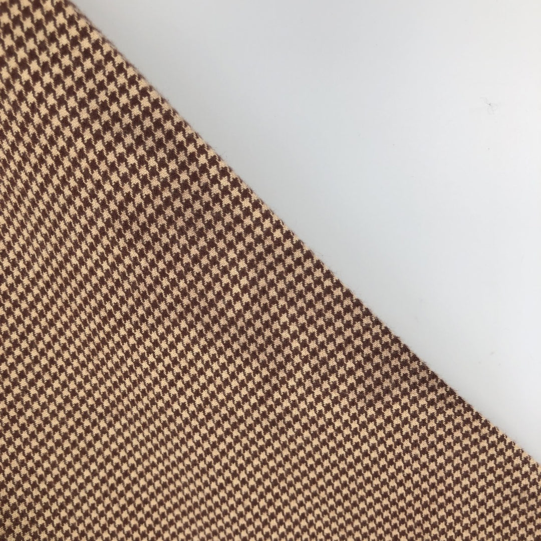 Ralph Lauren CLASSIC FIT Houndstooth Pattern Long-Sleeve Button-Down Light Flannel Check Shirt, Men's Size L (approx.) cotton brown type Vintage Second Hand
