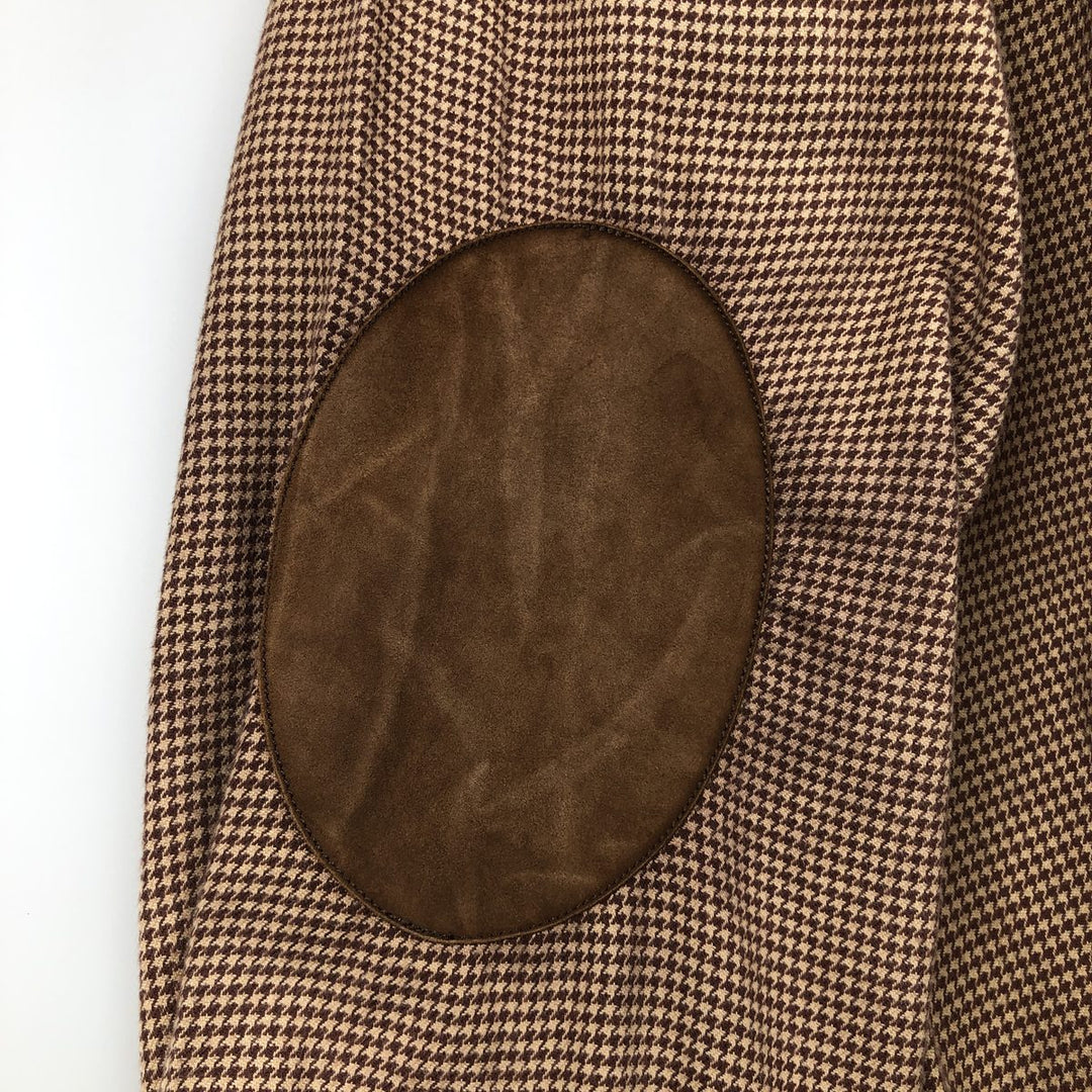 Ralph Lauren CLASSIC FIT Houndstooth Pattern Long-Sleeve Button-Down Light Flannel Check Shirt, Men's Size L (approx.) cotton brown type Vintage Second Hand