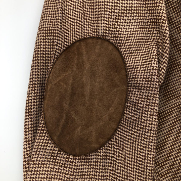 Ralph Lauren CLASSIC FIT Houndstooth Pattern Long-Sleeve Button-Down Light Flannel Check Shirt, Men's Size L (approx.) cotton brown type Vintage Second Hand