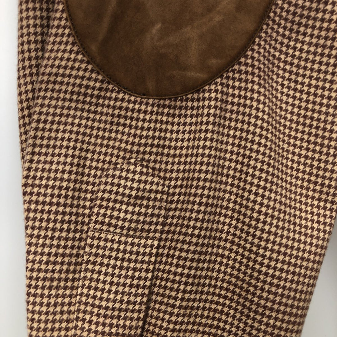 Ralph Lauren CLASSIC FIT Houndstooth Pattern Long-Sleeve Button-Down Light Flannel Check Shirt, Men's Size L (approx.) cotton brown type Vintage Second Hand