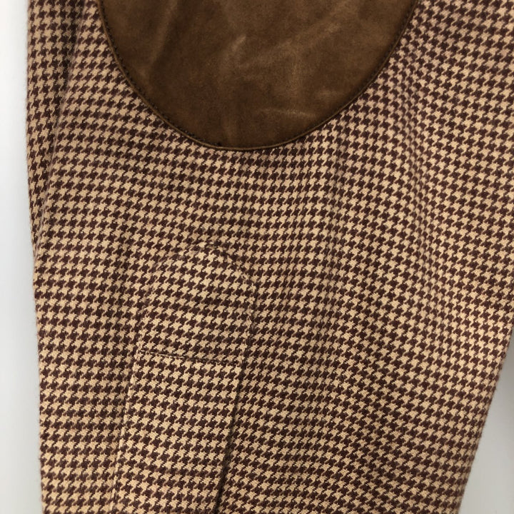 Ralph Lauren CLASSIC FIT Houndstooth Pattern Long-Sleeve Button-Down Light Flannel Check Shirt, Men's Size L (approx.) cotton brown type Vintage Second Hand