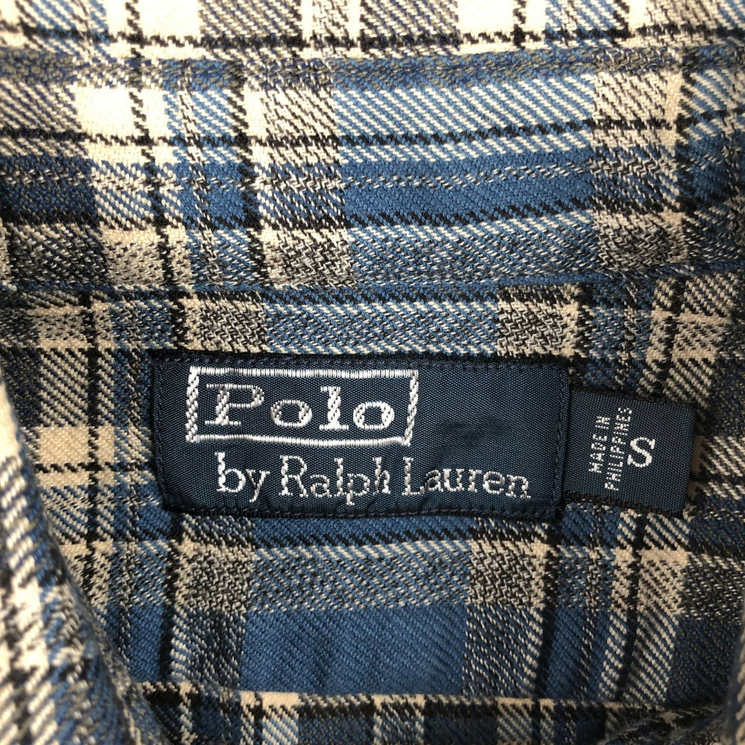 Ralph Lauren POLO by Ralph Lauren Long Sleeve Light Nell Check Shirt, Men's Size S cotton blue type Vintage Second Hand