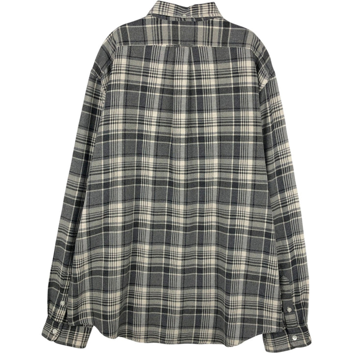 Ralph Lauren long-sleeved button-down light flannel check shirt, men's XXL cotton white type Vintage Second Hand