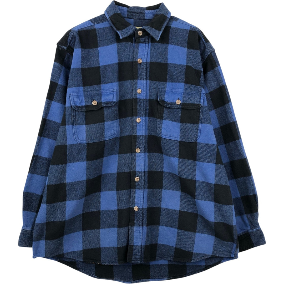 FIELD AND STREAM Buffalo Check Long Sleeve Heavy Flannel Check Shirt Men's XL unclear blue type Vintage Second Hand