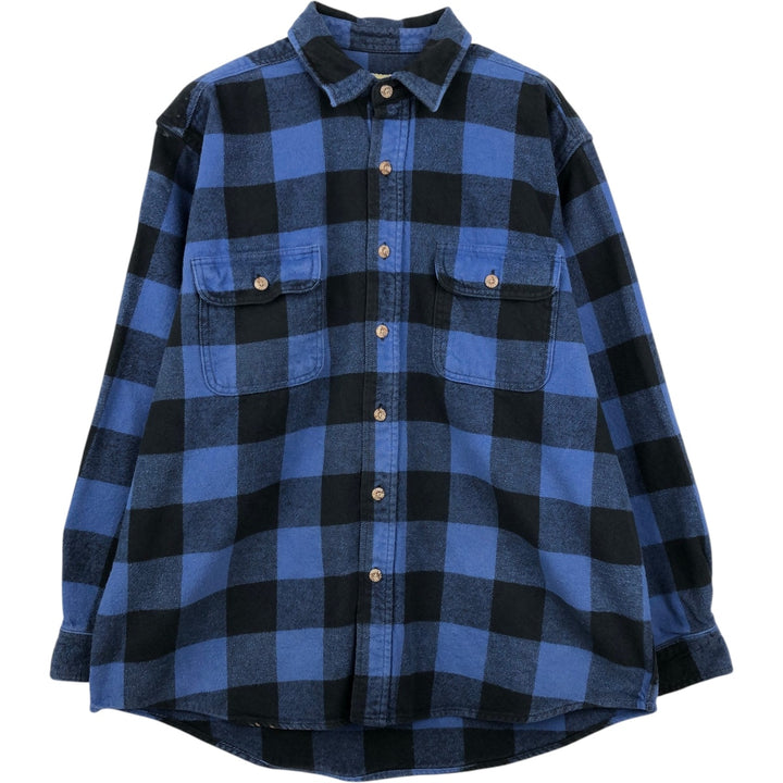 FIELD AND STREAM Buffalo Check Long Sleeve Heavy Flannel Check Shirt Men's XL unclear blue type Vintage Second Hand