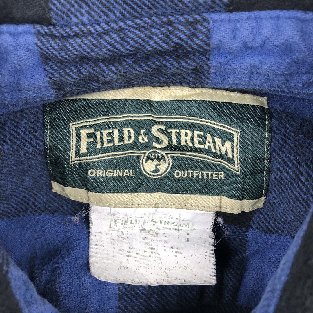 FIELD AND STREAM Buffalo Check Long Sleeve Heavy Flannel Check Shirt Men's XL unclear blue type Vintage Second Hand