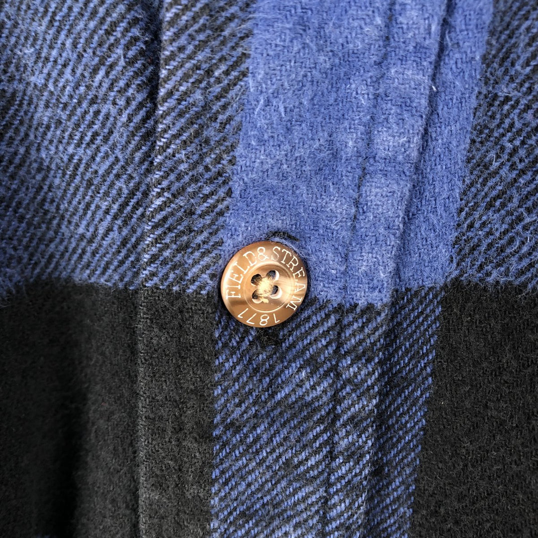 FIELD AND STREAM Buffalo Check Long Sleeve Heavy Flannel Check Shirt Men's XL unclear blue type Vintage Second Hand