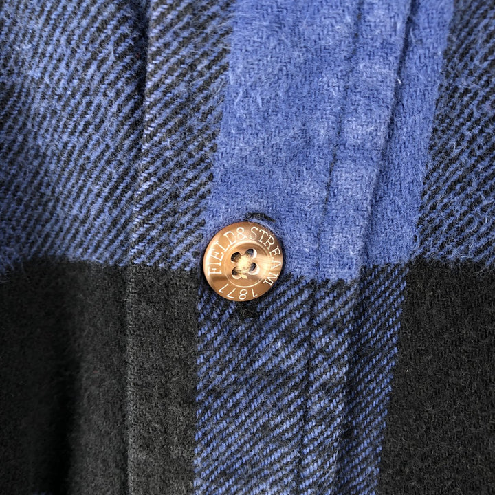 FIELD AND STREAM Buffalo Check Long Sleeve Heavy Flannel Check Shirt Men's XL unclear blue type Vintage Second Hand