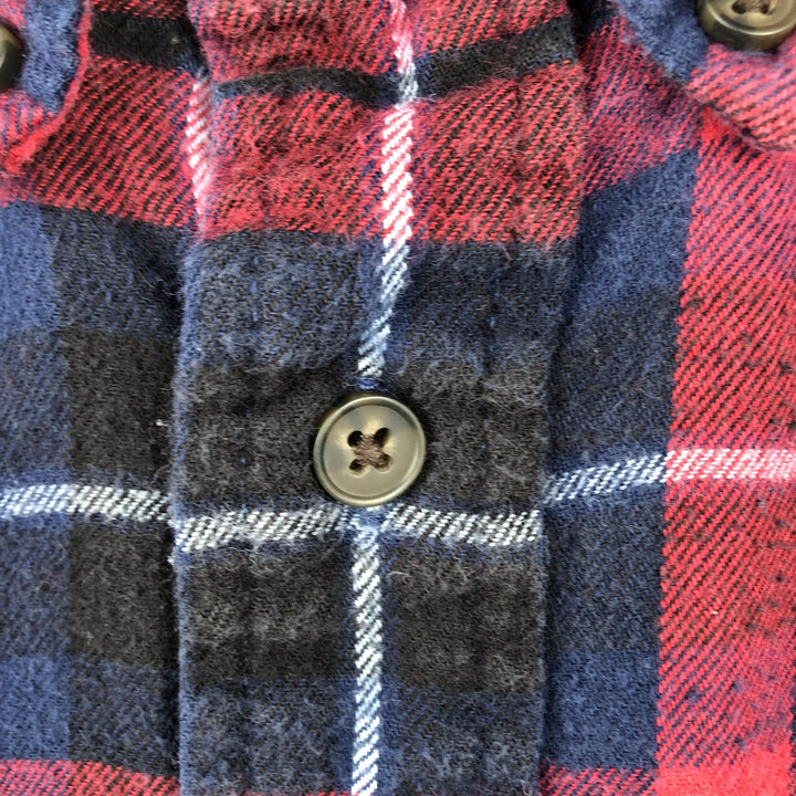 St. John's Bay Long-Sleeve Button-Down Light Flannel Check Shirt, Men's Size XL (approx.) cotton red type Vintage Second Hand