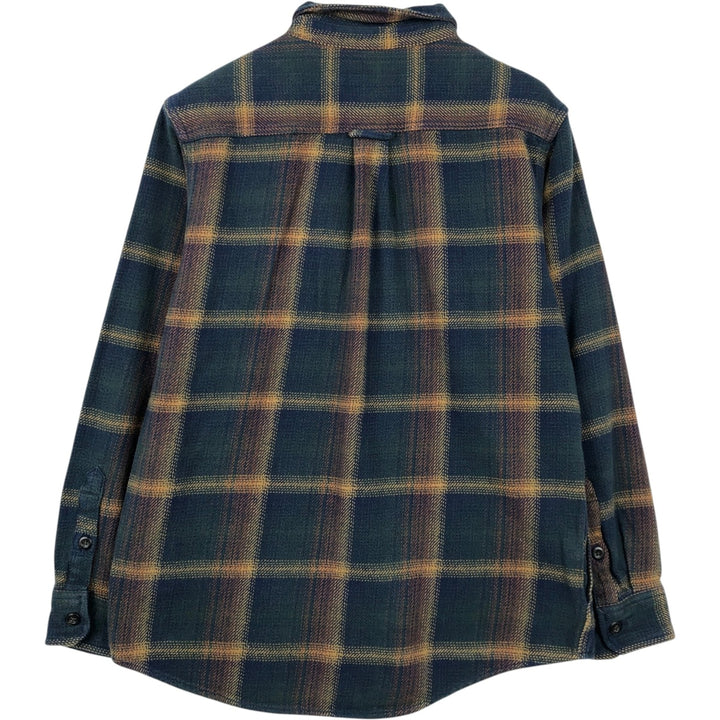 Orvis Ombre Check Long Sleeve Heavy Flannel Check Shirt, Men's Size Small cotton dark green Vintage Second Hand