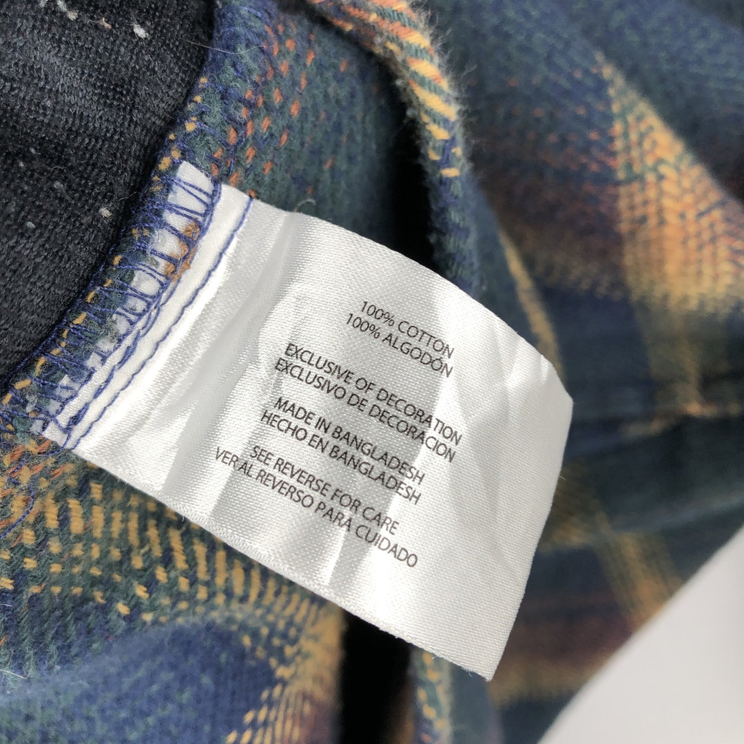 Orvis Ombre Check Long Sleeve Heavy Flannel Check Shirt, Men's Size Small cotton dark green Vintage Second Hand