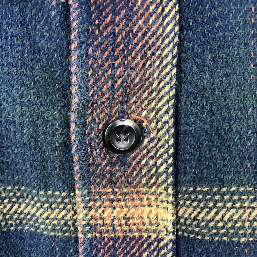Orvis Ombre Check Long Sleeve Heavy Flannel Check Shirt, Men's Size Small cotton dark green Vintage Second Hand