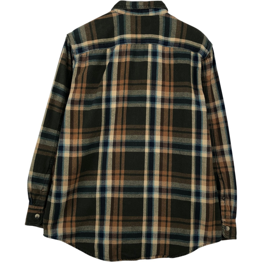 St. John's Bay Long-Sleeve Flannel Check Shirt, Men's Size L (approx.) cotton brown type Vintage Second Hand