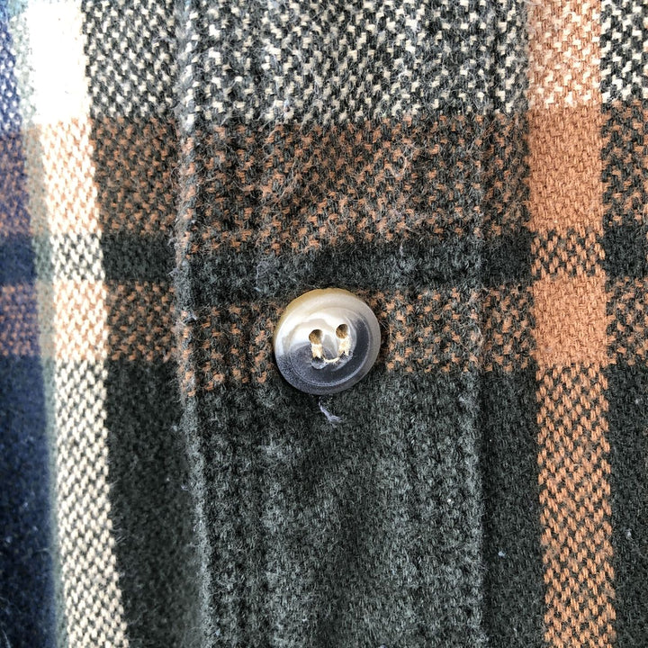 St. John's Bay Long-Sleeve Flannel Check Shirt, Men's Size L (approx.) cotton brown type Vintage Second Hand