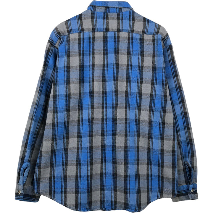 CODET Long-Sleeve Flannel Check Shirt, Made in USA, Men's Size L (equivalent) cotton blue type Vintage Second Hand