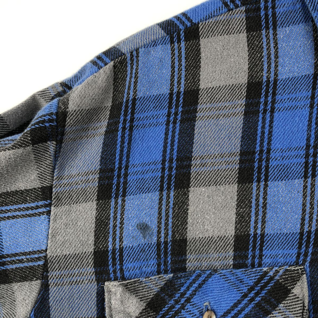 CODET Long-Sleeve Flannel Check Shirt, Made in USA, Men's Size L (equivalent) cotton blue type Vintage Second Hand
