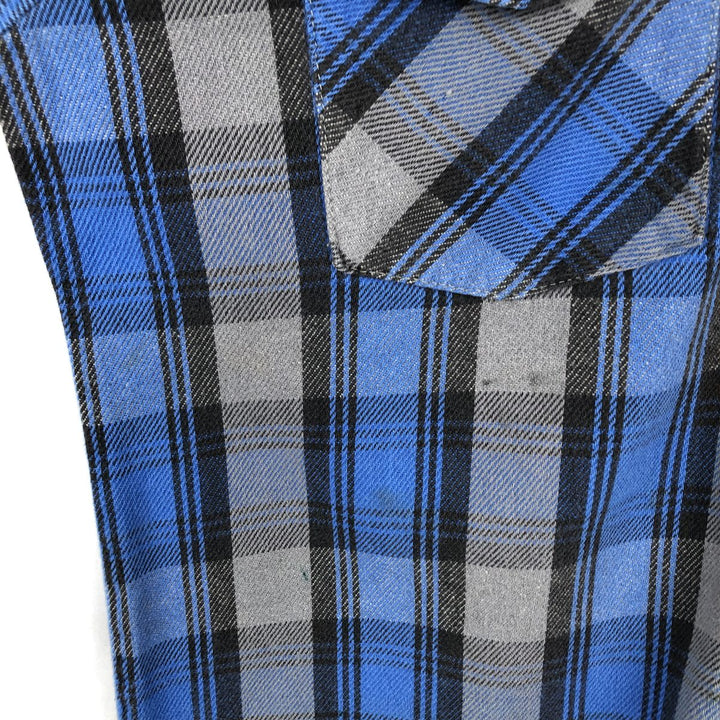 CODET Long-Sleeve Flannel Check Shirt, Made in USA, Men's Size L (equivalent) cotton blue type Vintage Second Hand