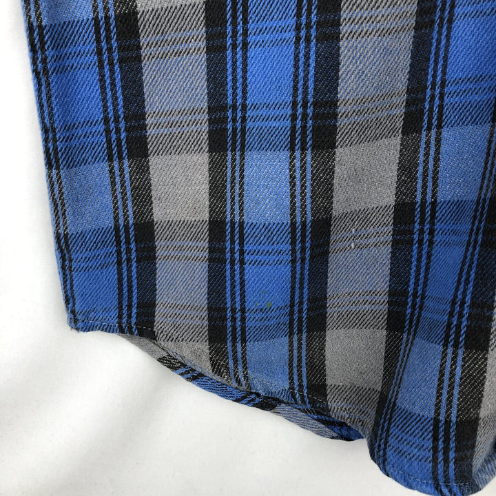 CODET Long-Sleeve Flannel Check Shirt, Made in USA, Men's Size L (equivalent) cotton blue type Vintage Second Hand