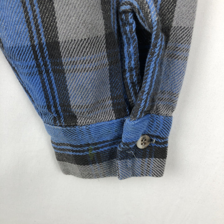 CODET Long-Sleeve Flannel Check Shirt, Made in USA, Men's Size L (equivalent) cotton blue type Vintage Second Hand
