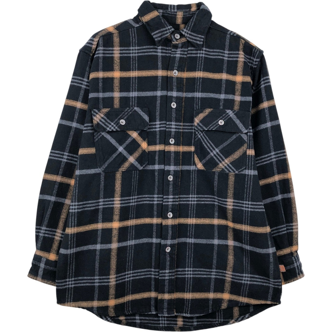 Moose Creek Long-Sleeve Heavy Flannel Check Shirt, Men's Size S (approx.) cotton black type Vintage Second Hand