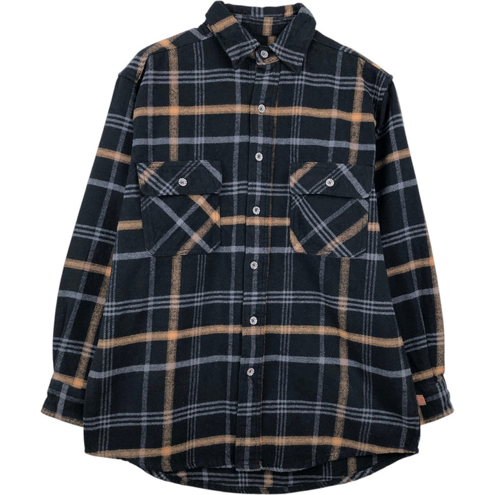 Moose Creek Long-Sleeve Heavy Flannel Check Shirt, Men's Size S (approx.) cotton black type Vintage Second Hand