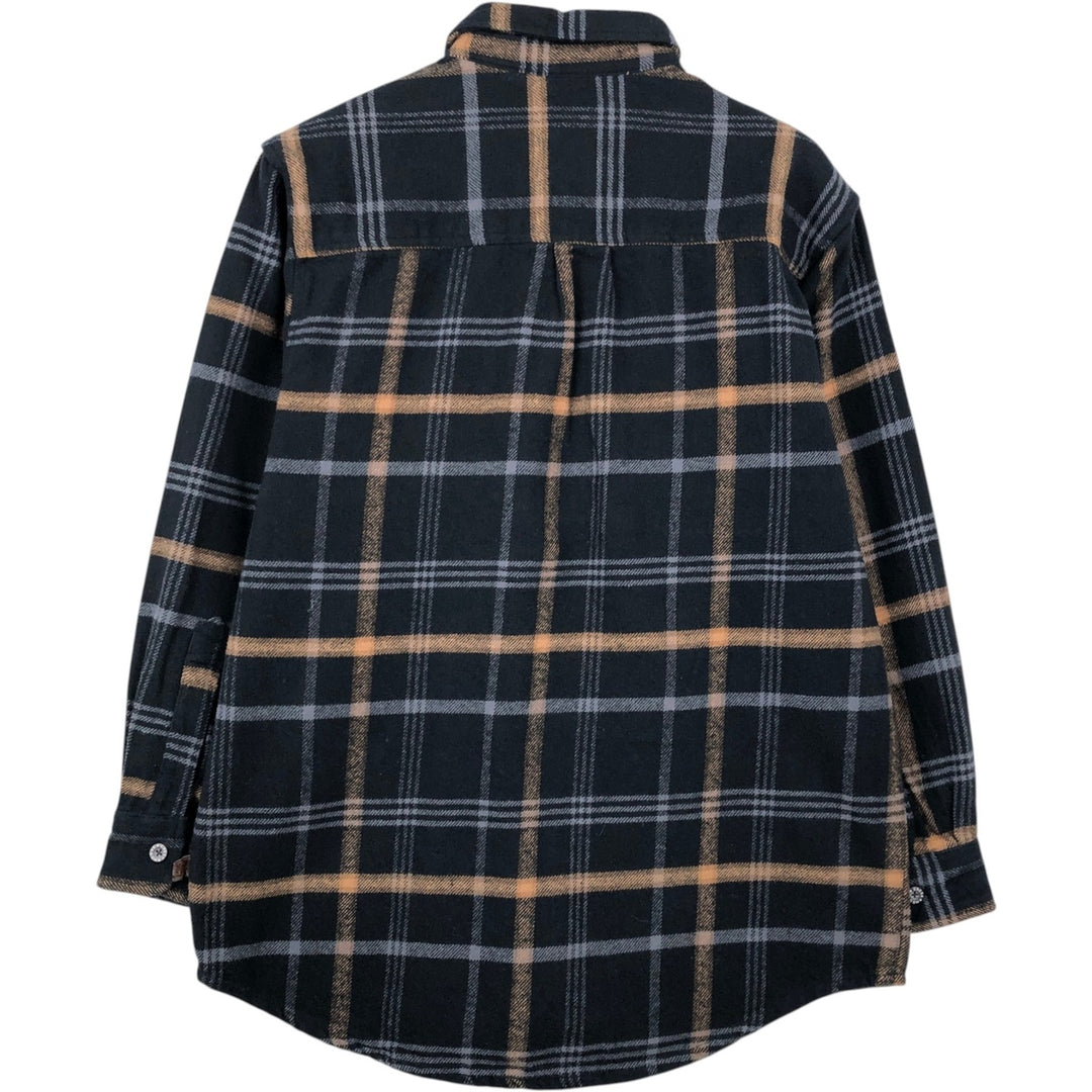 Moose Creek Long-Sleeve Heavy Flannel Check Shirt, Men's Size S (approx.) cotton black type Vintage Second Hand
