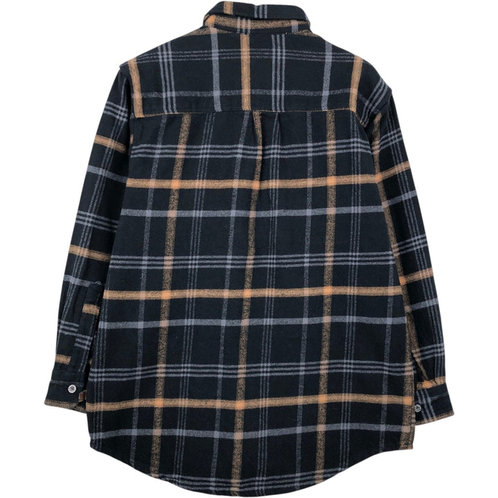Moose Creek Long-Sleeve Heavy Flannel Check Shirt, Men's Size S (approx.) cotton black type Vintage Second Hand