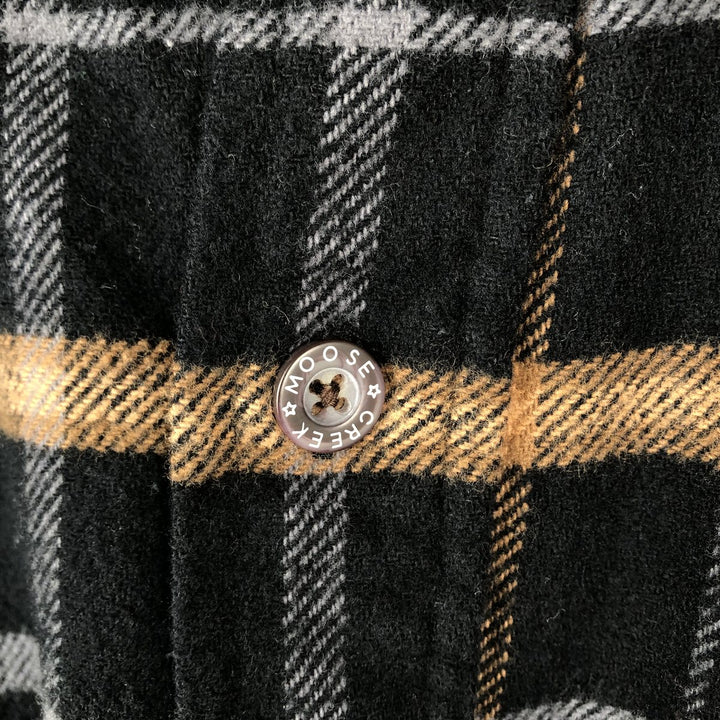 Moose Creek Long-Sleeve Heavy Flannel Check Shirt, Men's Size S (approx.) cotton black type Vintage Second Hand