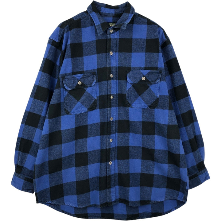 FIELD AND STREAM Buffalo Check Long Sleeve Heavy Flannel Check Shirt Men's XL cotton blue type Vintage Second Hand