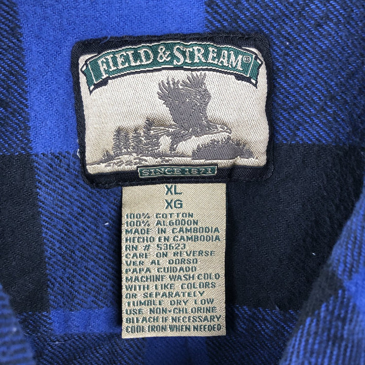 FIELD AND STREAM Buffalo Check Long Sleeve Heavy Flannel Check Shirt Men's XL cotton blue type Vintage Second Hand