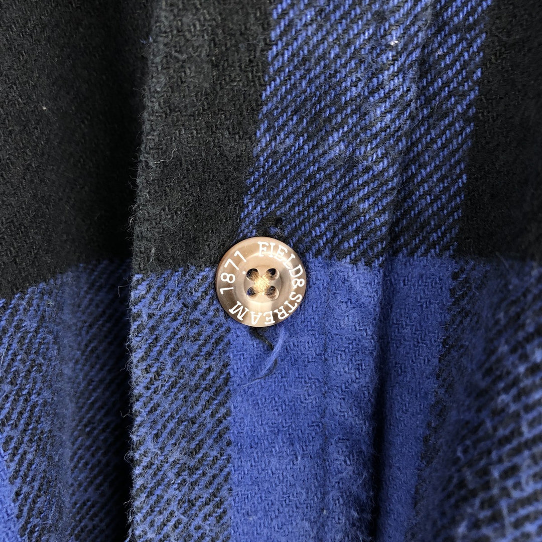 FIELD AND STREAM Buffalo Check Long Sleeve Heavy Flannel Check Shirt Men's XL cotton blue type Vintage Second Hand