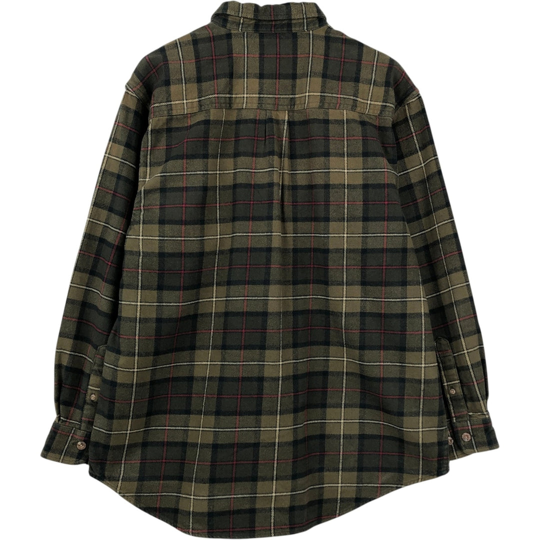 FIELD AND STREAM Long Sleeve Flannel Check Shirt, Men's Size L cotton Khaki type brown Vintage Second Hand