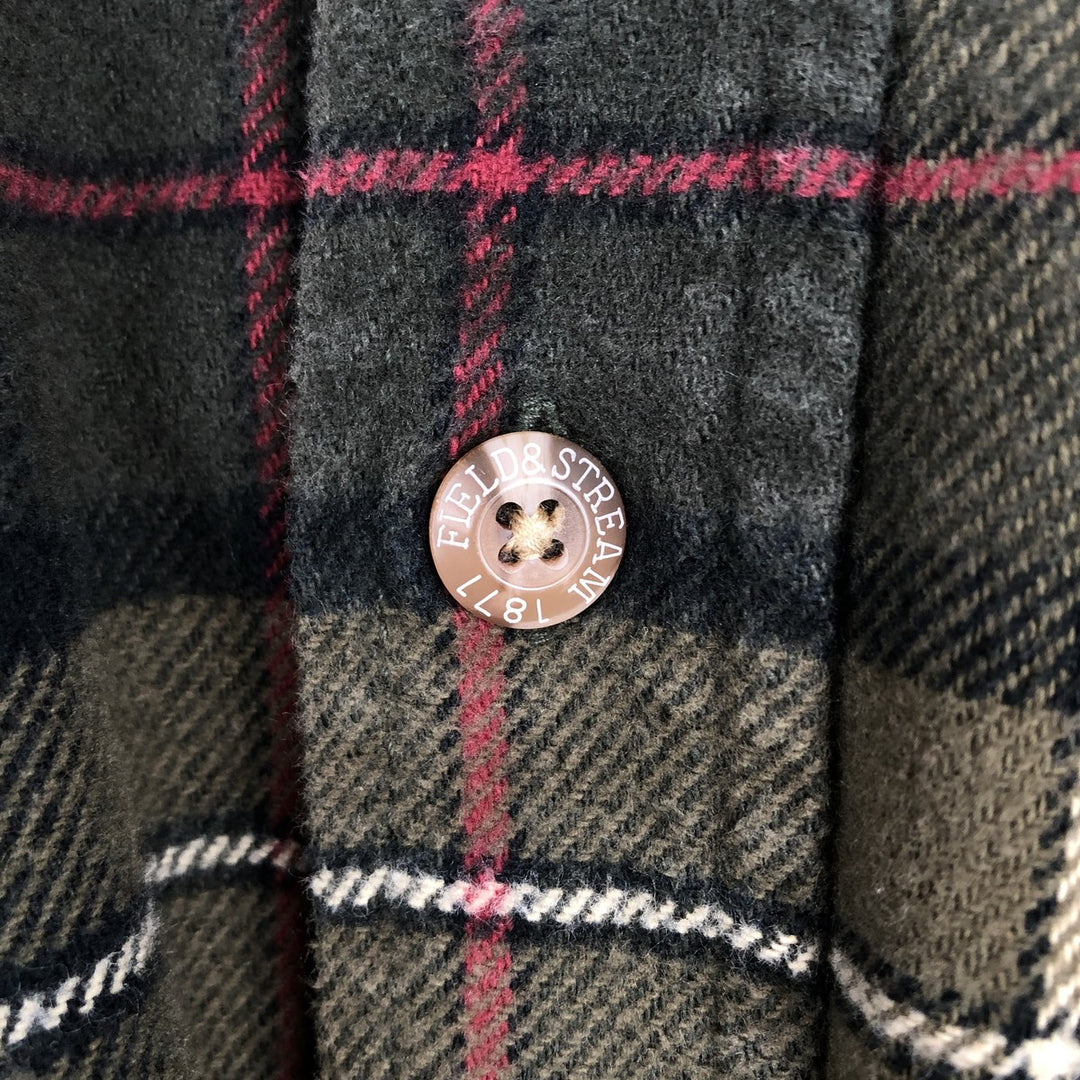 FIELD AND STREAM Long Sleeve Flannel Check Shirt, Men's Size L cotton Khaki type brown Vintage Second Hand