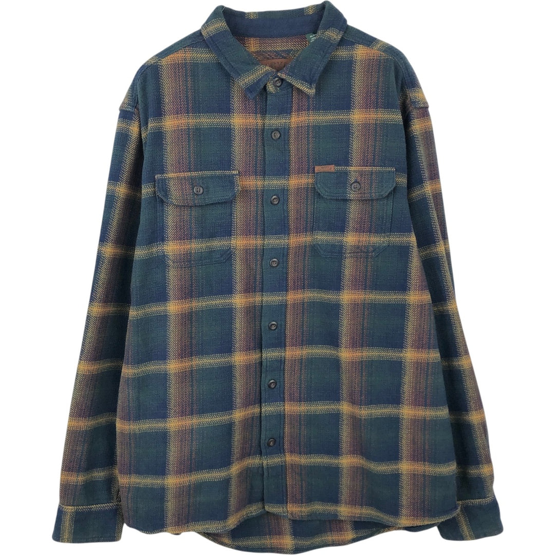 ORVIS Long Sleeve Flannel Check Shirt, Men's XL Size cotton navy blue type Vintage Second Hand