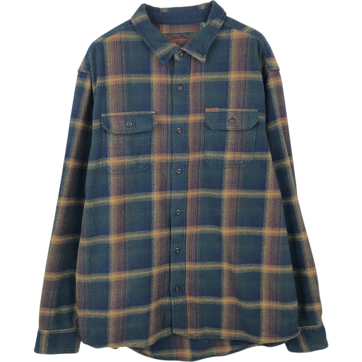 ORVIS Long Sleeve Flannel Check Shirt, Men's XL Size cotton navy blue type Vintage Second Hand