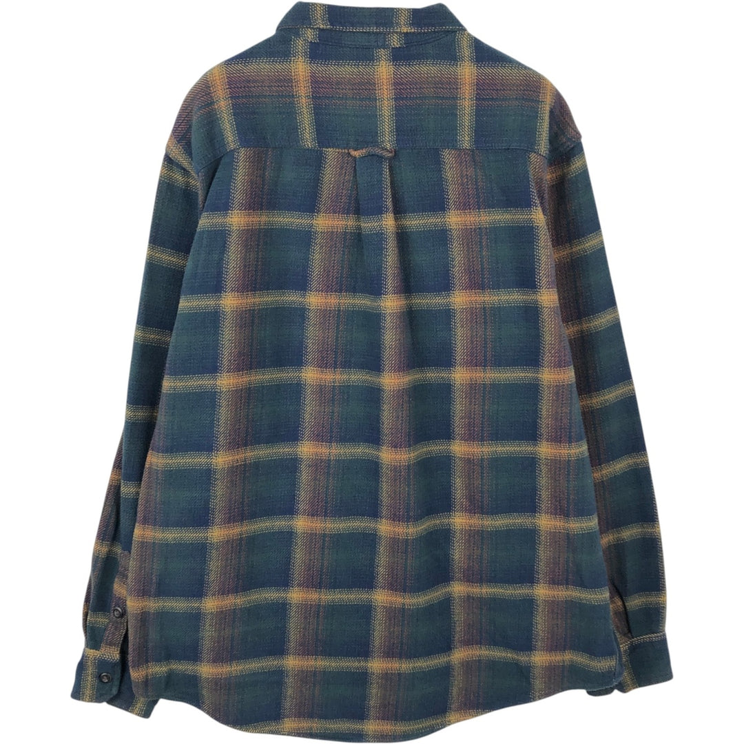 ORVIS Long Sleeve Flannel Check Shirt, Men's XL Size cotton navy blue type Vintage Second Hand