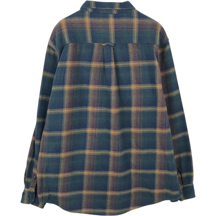 ORVIS Long Sleeve Flannel Check Shirt, Men's XL Size cotton navy blue type Vintage Second Hand