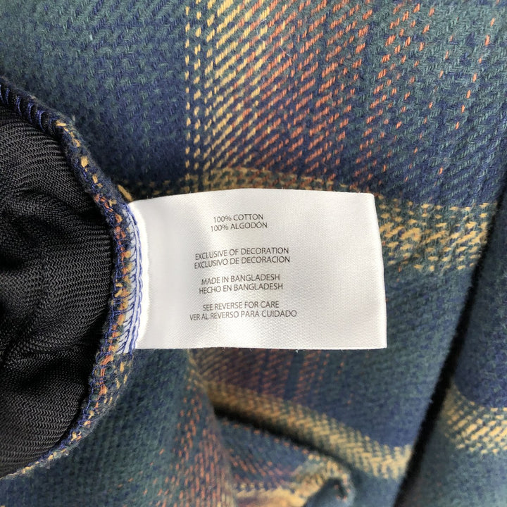 ORVIS Long Sleeve Flannel Check Shirt, Men's XL Size cotton navy blue type Vintage Second Hand