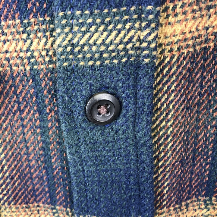 ORVIS Long Sleeve Flannel Check Shirt, Men's XL Size cotton navy blue type Vintage Second Hand