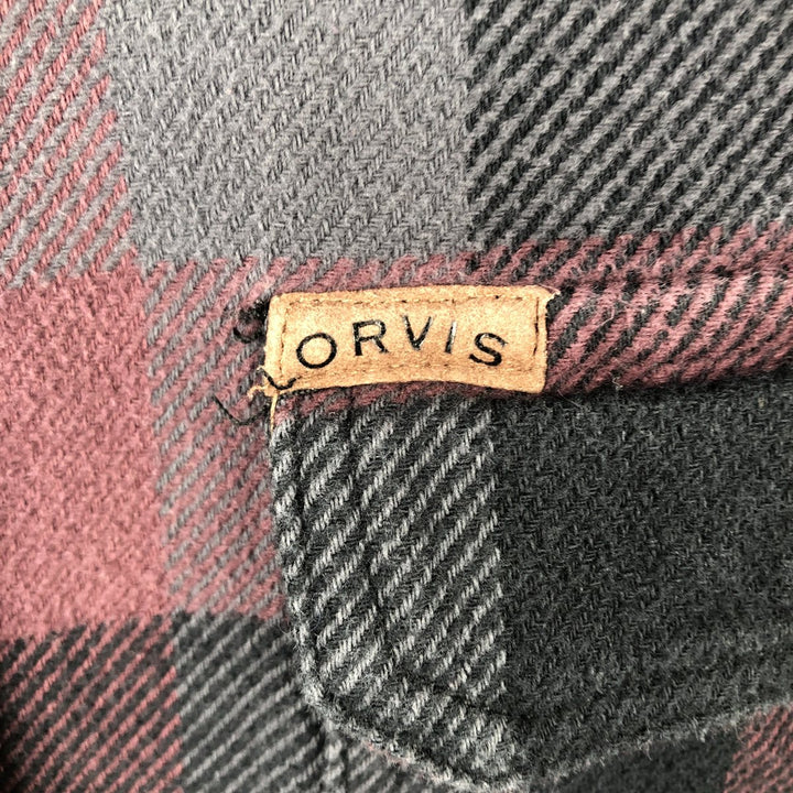 ORVIS Long Sleeve Flannel Check Shirt, Men's Size L cotton wine-red Vintage Second Hand