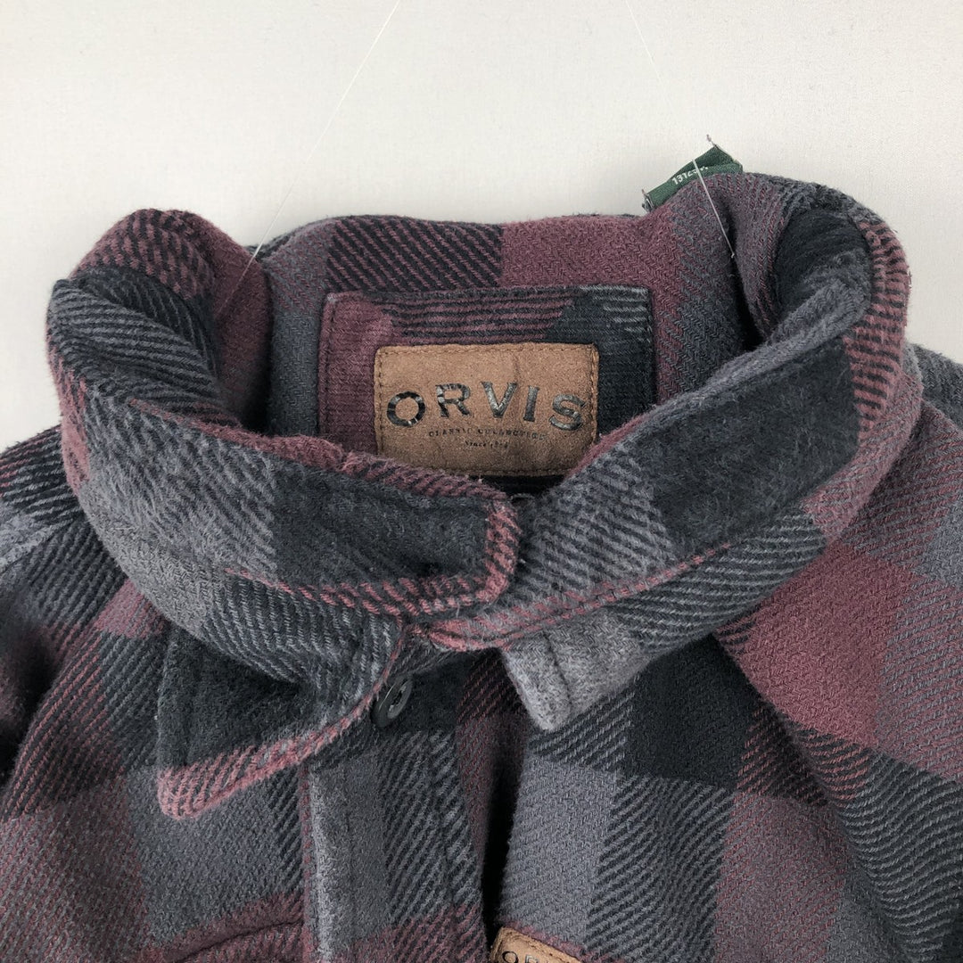 ORVIS Long Sleeve Flannel Check Shirt, Men's Size L cotton wine-red Vintage Second Hand