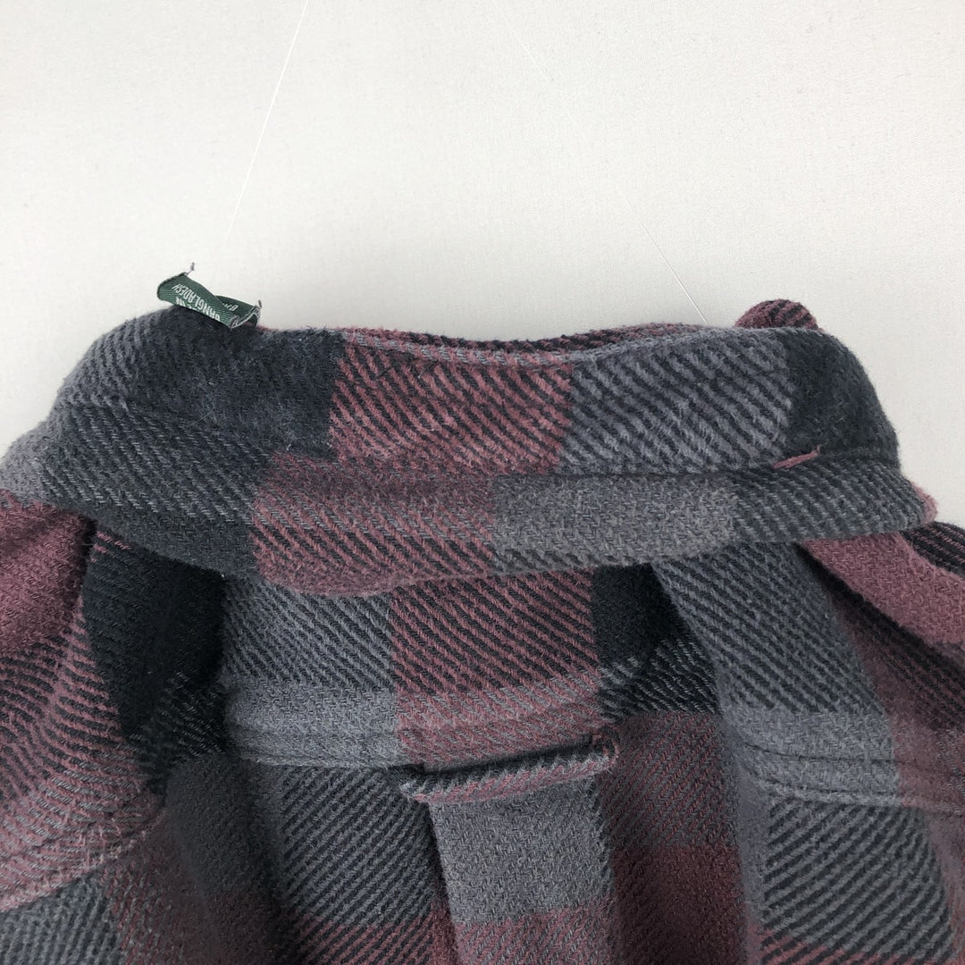 ORVIS Long Sleeve Flannel Check Shirt, Men's Size L cotton wine-red Vintage Second Hand