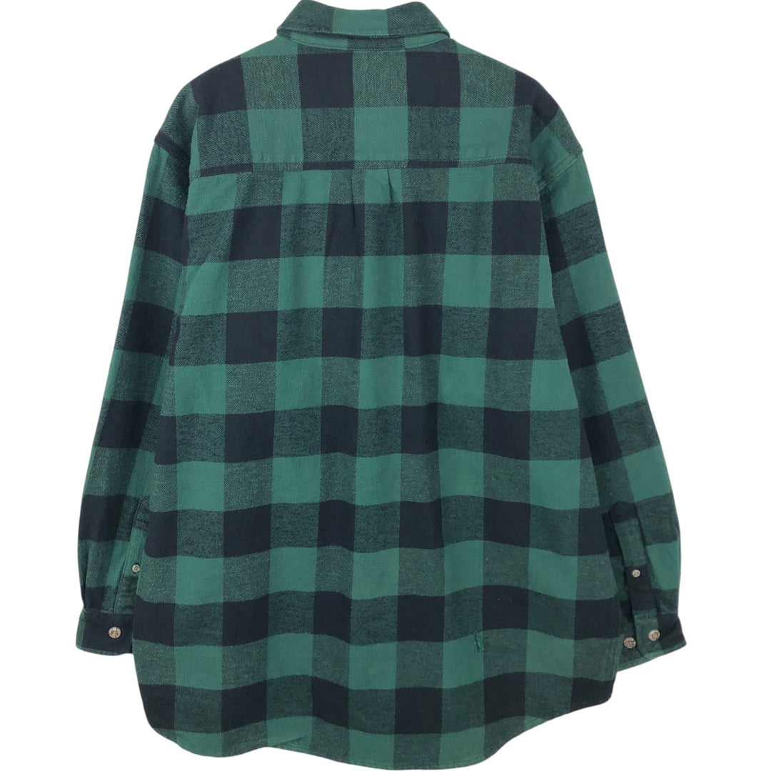 FIELD&STREAM Buffalo Check Long-Sleeve Flannel Check Shirt, Men's Size L (approx.) cotton Green type dark green Vintage Second Hand